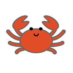 シンプルなカニのイラスト　かわいい,ポップ,　　　　イラスト,生き物,素材,アイコン
