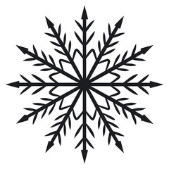 Black Colour snowflake Vector Illustration, Solid White Background (2).eps