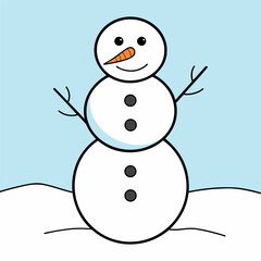 Black Colour snowman Vector Illustration, Solid White Background (6).eps