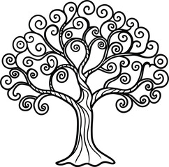 vector tree line art 