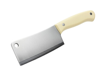 Isolated Meat Cleaver with Beige Handle for Kitchen or Culinary Purposes, Food Preparation
