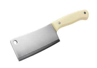 Isolated Meat Cleaver with Beige Handle for Kitchen or Culinary Purposes, Food Preparation