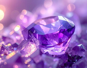 Glowing Amethyst Gem Background &ndash; Luxurious Violet Crystal
