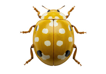 Isolated Yellow Spotted Ladybug against Pure Background for Use in Commercial Design Needs