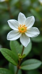 Fototapeta premium A close up of a white flower with a yellow center.