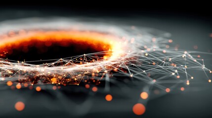 Abstract swirling ring of light and lines