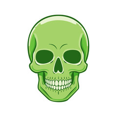 Obraz premium Vivid Green Cartoon Skull Vector Illustration for Halloween and Horror Themes