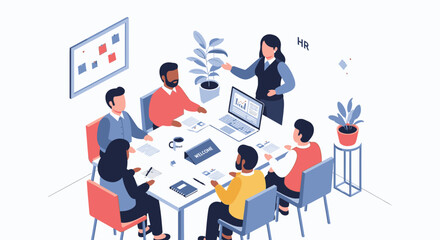 Diverse team of professionals engaging in a productive business meeting, discussing strategies and collaborating on ideas in a modern office environment