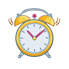 Cartoon Illustration of Ringing Yellow Alarm Clock Wake Up Bell Time Reminder