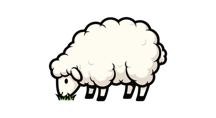 Cute cartoon sheep grazing in a field.