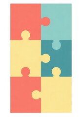 Colorful jigsaw puzzle pieces isolated on white background, teamwork concept