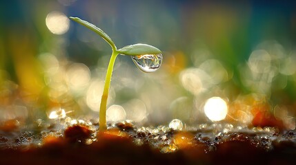 Mental health concept of new beginnings with dewy sapling symbolizing growth and renewal