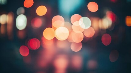 Blurry city lights at night, bokeh effect