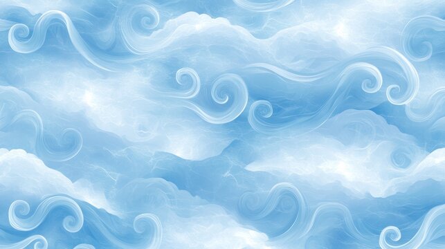 Abstract swirling cloud pattern seamless light blue texture background