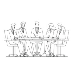 Outline Illustration of Corporate Team Meeting Discussion