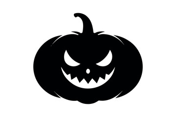 Carved pumpkin silhouette vector, Halloween scary lantern icon graphic