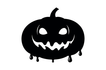 Black pumpkin silhouette vector, Halloween jack-o-lantern icon design