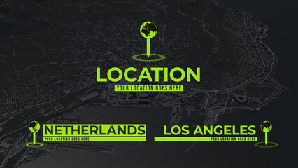 Map Location Titles with World Map Location Pin	