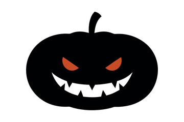 Pumpkin lantern silhouette vector, Halloween scary face icon illustration