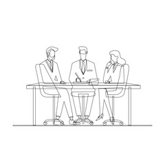 Outline Illustration of Corporate Team Meeting Discussion