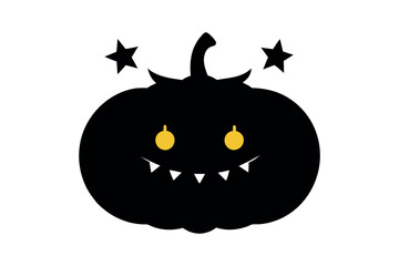 Naklejka premium Halloween pumpkin icon vector, Spooky carved lantern silhouette design