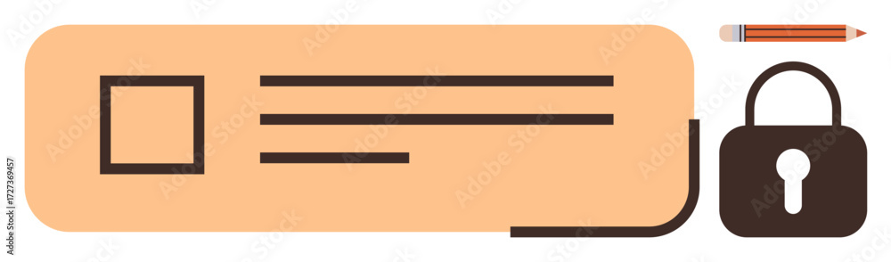 Poster login form with text fields, checkbox, pencil, and padlock icon. ideal for cybersecurity, data prote
