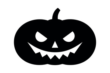 Scary pumpkin silhouette vector, Halloween jack-o-lantern icon graphic