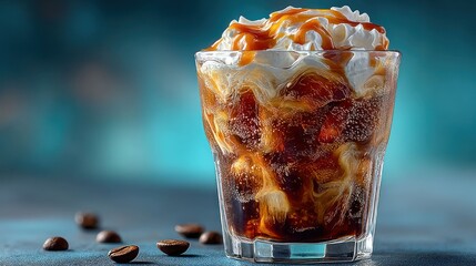 Caramel iced coffee drink in glass (1)