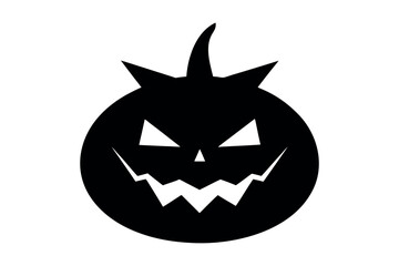 Pumpkin silhouette vector, Halloween carved face icon design