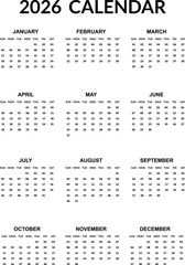 Creative 2026 calendar design, modern, printable, professional, customizable, organized
