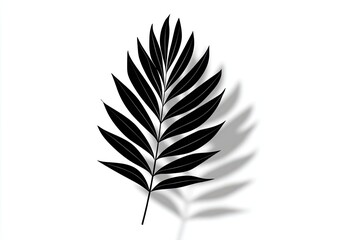 Obraz premium Simple black silhouette of a tropical leaf with a cast shadow