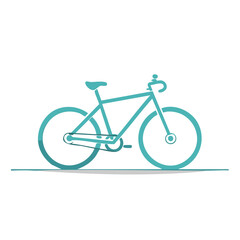 Fototapeta premium Teal graphic bicycle illustration icon vector for cycling health and eco friendly transportation