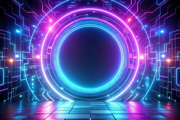 Futuristic Neon Sci- Fi Portal Entrance sci-fi