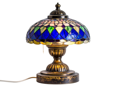 Elegant Stained Glass Lamp with Artistic Mosaic Design – Cutout