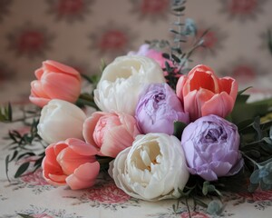 Elegant Pastel Spring Flower Bouquet