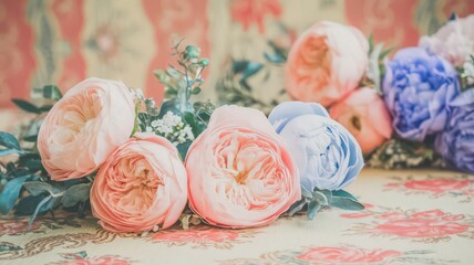 Pastel Peony and Rose Floral Arrangement