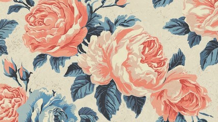 Seamless Vintage Floral Rose Pattern Background