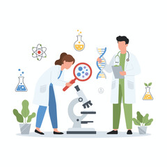 Illustration concept of medical research on a white background
