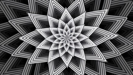 Monochrome Abstract Geometric Mandala Pattern