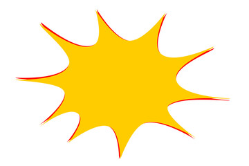 Yellow starburst shape with red outline accent for sale tags, discount labels