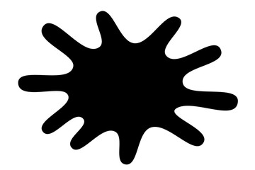 Black paint splatter abstract shape for grunge textures, graffiti effects, posters, and creative design elements on transparent background