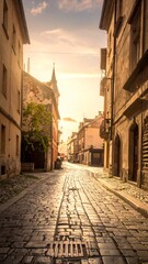 Fototapeta premium Sun-drenched European alley