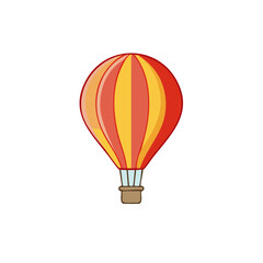 Obraz premium Colorful hot air balloon with red and yellow stripes vector style icon for travel and adventure concepts