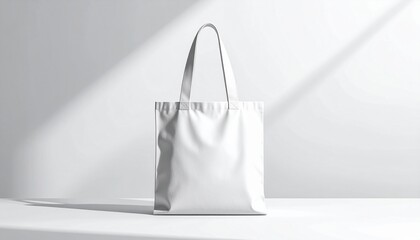 Realistic shopping goodie bag mockup, eco-friendly tote bag made of canvas fabric