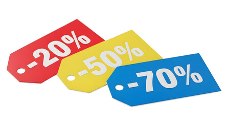 Discount Tags A Collection of -20%, -50%, and -70% Off Price Tags for Sales and Promotions