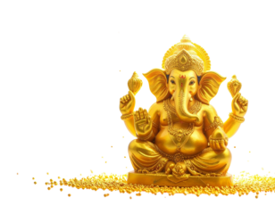 Fantasy Glow Ganesha Statue with Mystical Aura Isolated