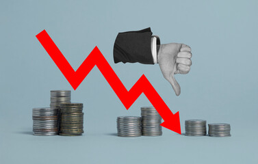Decrease in profit. Deteriorating financial condition. Bankruptcy concept	
