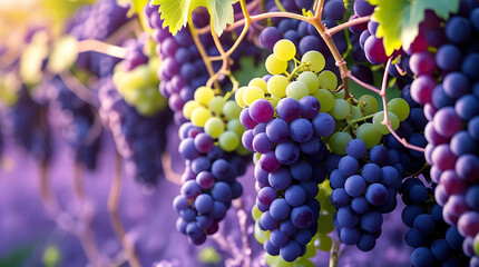 bunch of grapes in a vineyard Juicy Grapes Fruit Pattern Wallpaper