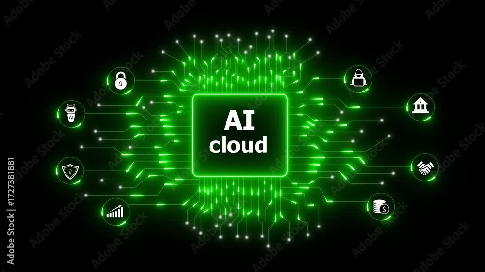 Poster ai cloud technology network connecting security finance business and automation. artificial intellig
