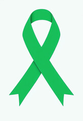 a simple green ribbon symbol for mental health awareness, liver cancer support, organ donor registration, and child protection causes.